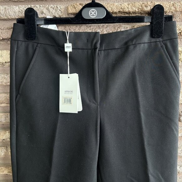 Armani Collezioni Black Straight Leg Cuffed Pants NWT $545 Size 6 - Picture 9 of 10